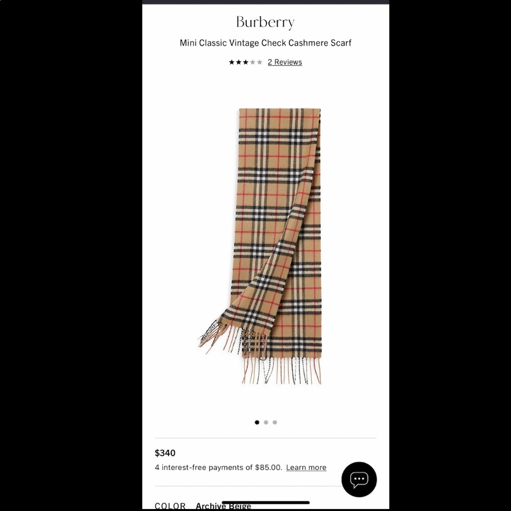 100% cashmere Burberry mini scarf
